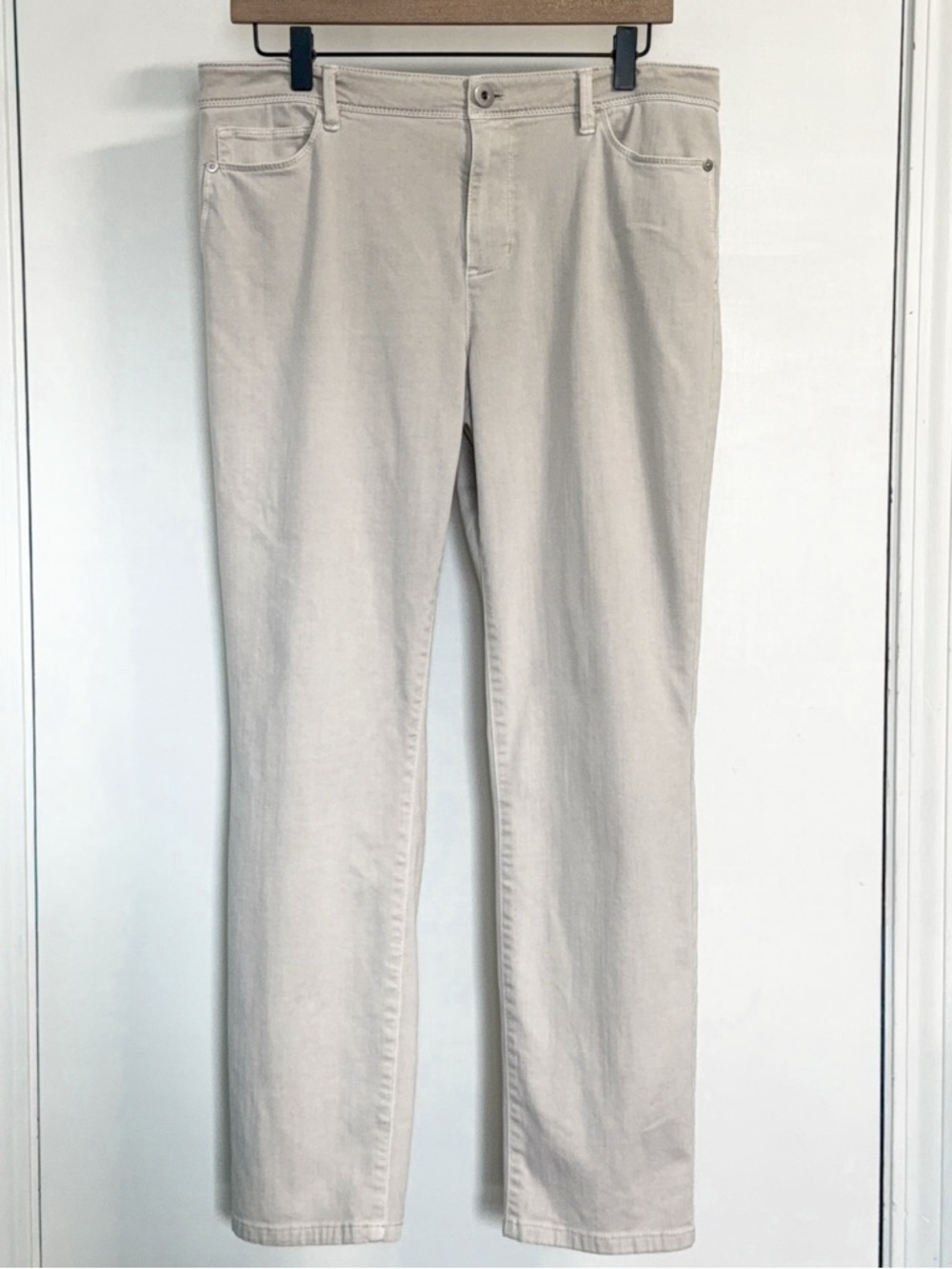 J. Jill Denim Slim Ankle Jeans Cream Stretch Size 14